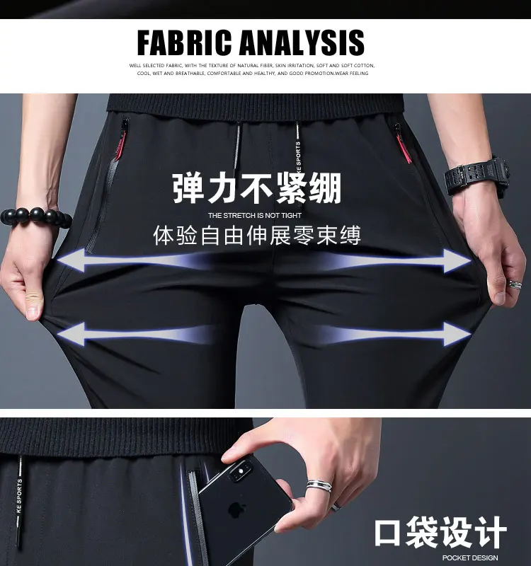 Men's Casual Pants Business Stretch Slim Fit Elastic Waist Jogger Korean Classic Blue Black Gray Male Brand Trousers
