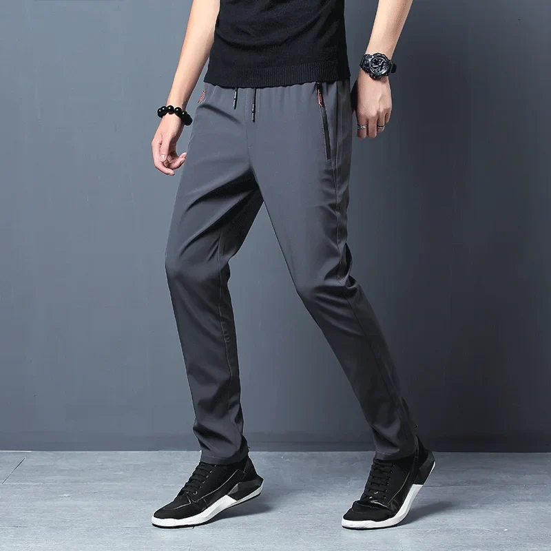 Men's Casual Pants Business Stretch Slim Fit Elastic Waist Jogger Korean Classic Blue Black Gray Male Brand Trousers