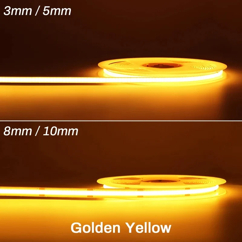 3mm 5mm 8mm COB LED Strip 12V 24V Dimmable Tape LED Ice Blue Yellow Red Green Pink White For Home Decor RA90 LED Strip Lighting