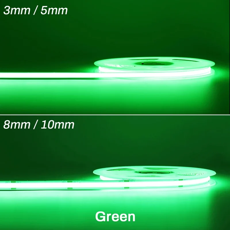 3mm 5mm 8mm COB LED Strip 12V 24V Dimmable Tape LED Ice Blue Yellow Red Green Pink White For Home Decor RA90 LED Strip Lighting