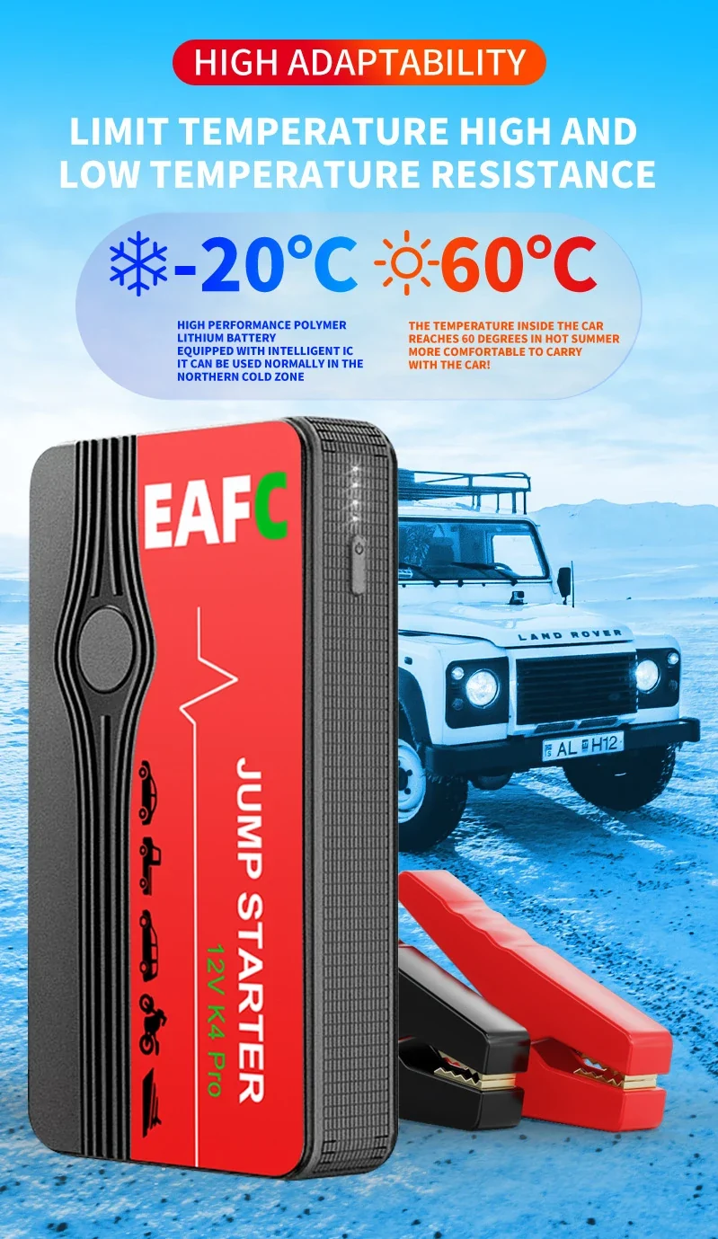 EAFC Car Jump Starter Power Bank Car Battery Starter 600A12V Auto Starting Device with LED Light For Auto Battery Booster Buster
