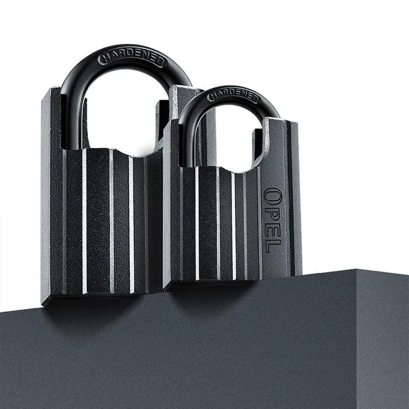OPEL Heavy Duty Hardened Iron Anti-Theft Waterproof Padlock A3 Steel Shackle Key Operated Black Color for Outdoor/Indoor Use