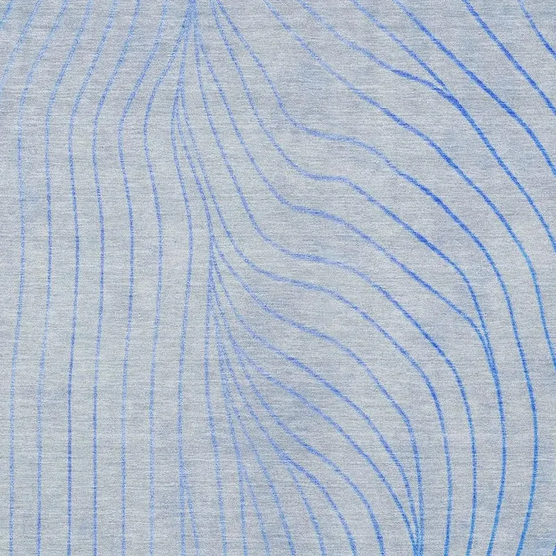 HMS 8' X 10' Abstract Indoor Outdoor Area Rug Blue and Silver Washable Carpet