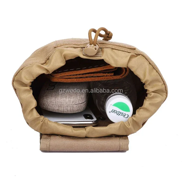 Folding Mini Molle Drawstring Tactical Dump Pouch for Outdoor Hunting Shooting Minimalist Large Recovery Tactical Drop Pouch
