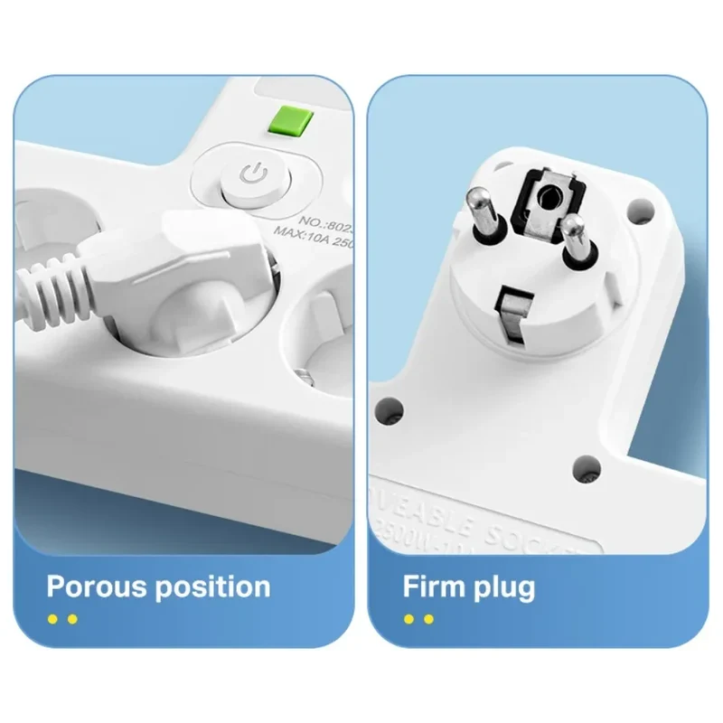 1pc EU power board, switch power plug, with independent night light switch, 3 AC sockets, suitable for home and office use