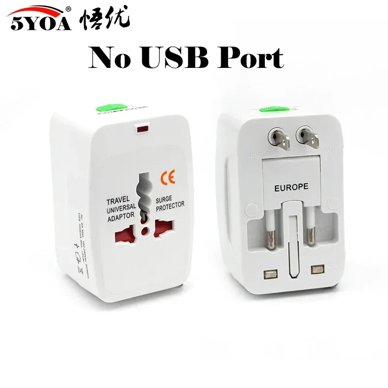 5YOA Power Socket Charging Port Universal Worldwide Travel Wall Charger AC Power AU UK US EU Plug Adapter Adaptor Option 2 USB