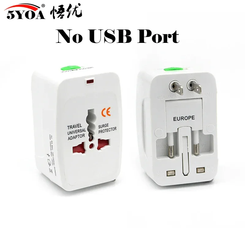 5YOA Power Socket Charging Port Universal Worldwide Travel Wall Charger AC Power AU UK US EU Plug Adapter Adaptor Option 2 USB