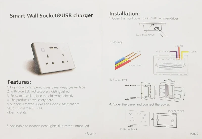 Melery WIFI Smart Tuya USB Type C PD 20W Wall Socket UK Plug Outlet Power Monitor Touch Switch Wireless Remote Alexa Google Home