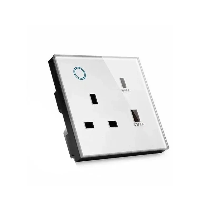 Melery WIFI Smart Tuya USB Type C PD 20W Wall Socket UK Plug Outlet Power Monitor Touch Switch Wireless Remote Alexa Google Home