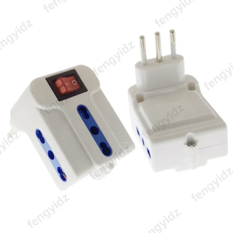 fengyidz 1PCS Italy Travel Plug Adapter 3 Ways Socket with Switch Multi Port Outlet Italian Standard