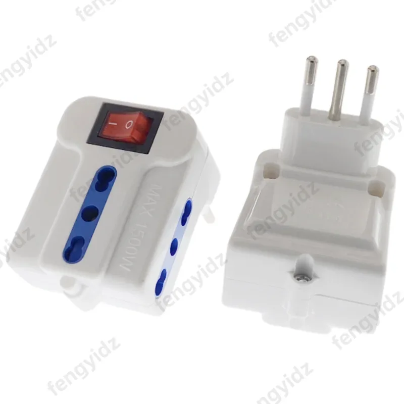 fengyidz 1PCS Italy Travel Plug Adapter 3 Ways Socket with Switch Multi Port Outlet Italian Standard