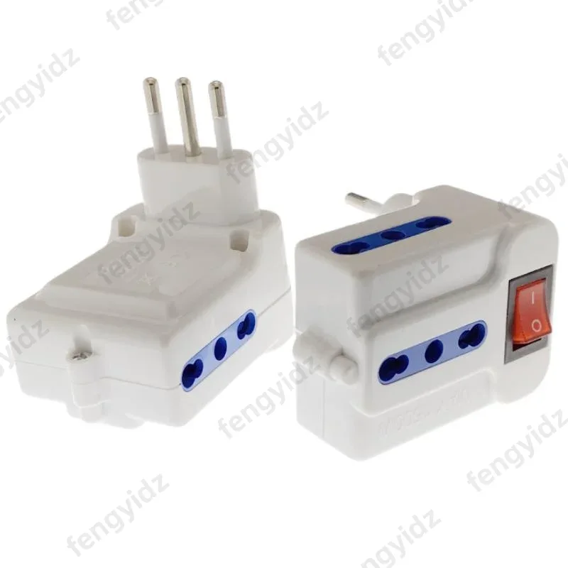 fengyidz 1PCS Italy Travel Plug Adapter 3 Ways Socket with Switch Multi Port Outlet Italian Standard