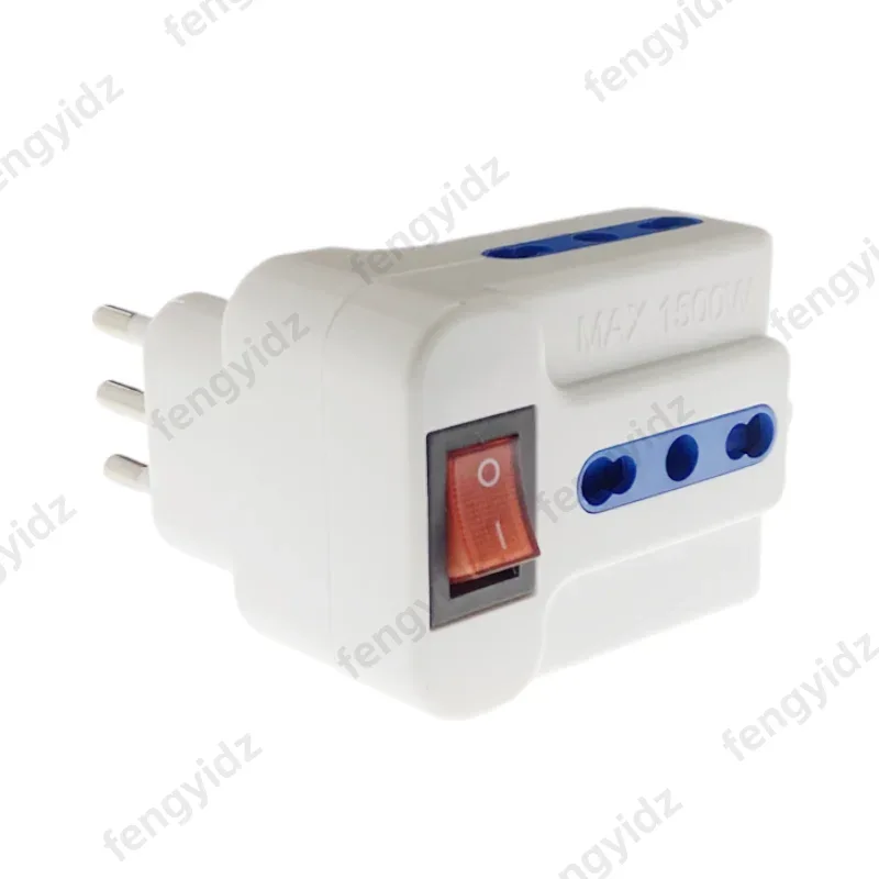fengyidz 1PCS Italy Travel Plug Adapter 3 Ways Socket with Switch Multi Port Outlet Italian Standard