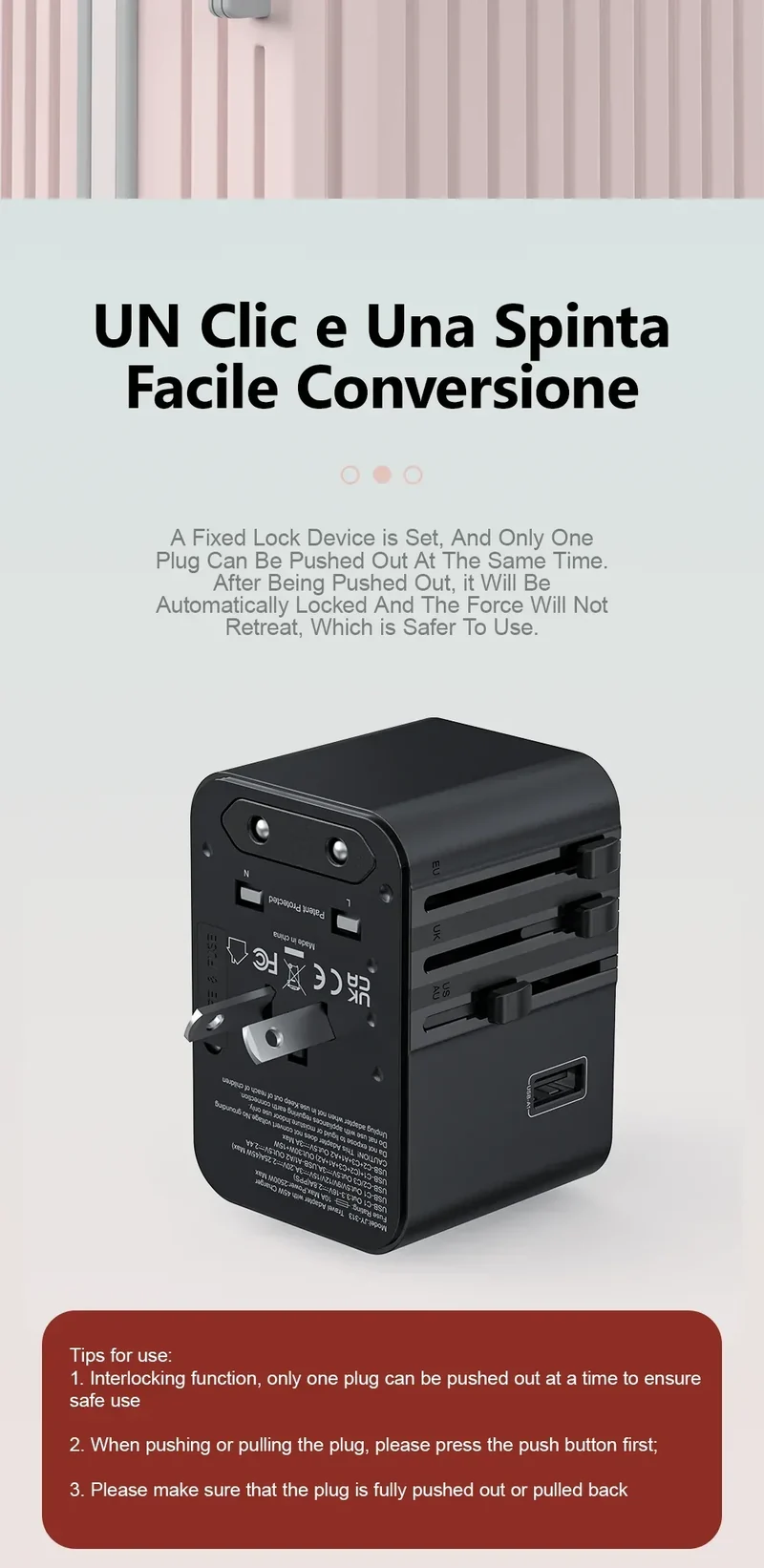 Global Universal Conversion Travel Plug 2 Type-C Sockets EU US AC Power Travel Adapter PD 65w 45w 25w Travel Plug Fast Charging
