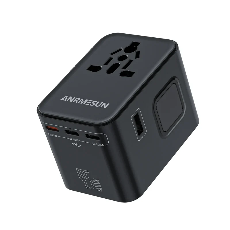 Global Universal Conversion Travel Plug 2 Type-C Sockets EU US AC Power Travel Adapter PD 65w 45w 25w Travel Plug Fast Charging