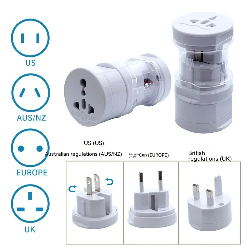 Global Plug Adapter Cylindrical International Travel Converter European United States Travel Plug Converter Electric Appliance