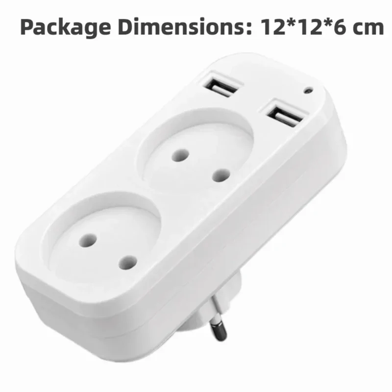 2025 New Upgrade European Plug Socket EU Plug Adapter With 2 USB Outlet Charger Multi Function Travel Charger For Phones Tablets