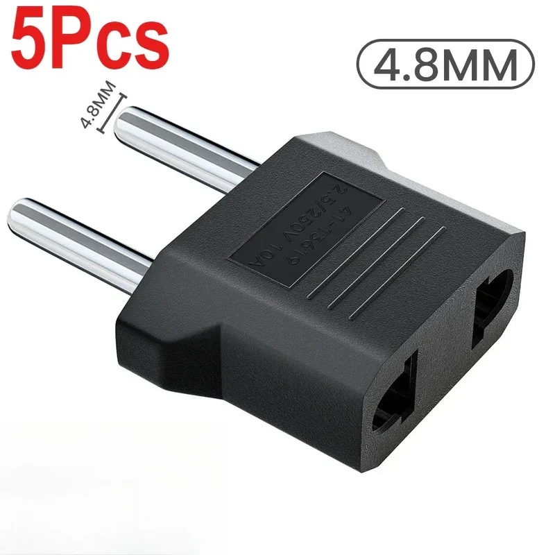 3/5/10Pcs US to EU Converter Plug 4mm/4.8mm Electrical Socket Plugs Adapters American China Europe Plug Adapter Converter Socket