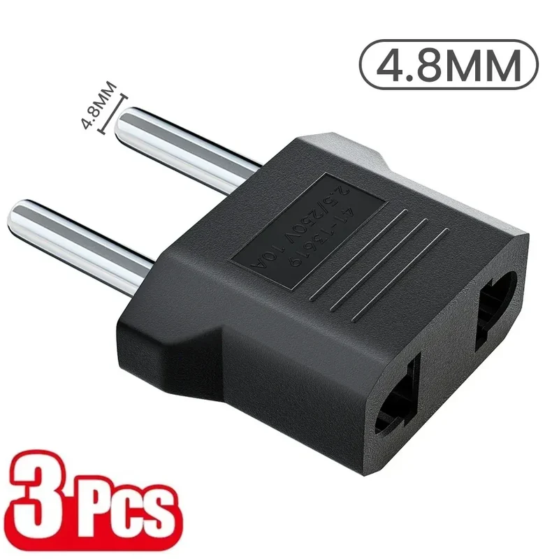 3/5/10Pcs US to EU Converter Plug 4mm/4.8mm Electrical Socket Plugs Adapters American China Europe Plug Adapter Converter Socket