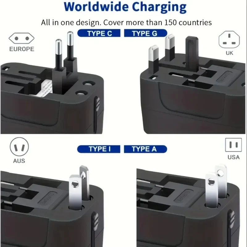 Universal Travel AC Power Adapter with Dual USB Ports EU US UK AU Outlet Converter Socket Plug Global Conversion Charger