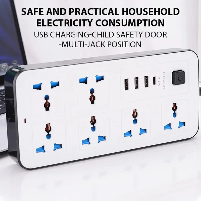 Universal Power Strip AC Outlet With Extension Cable Type C USB Ports Charger Electrical Socket For iPhone POCO Samsung Xiaomi