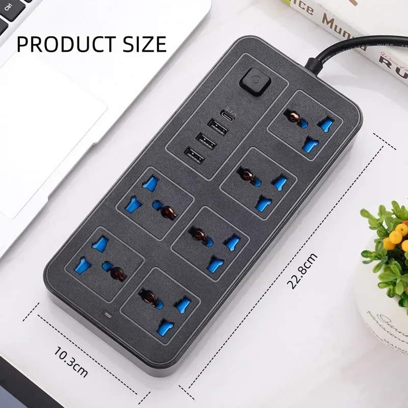 Universal Power Strip AC Outlet With Extension Cable Type C USB Ports Charger Electrical Socket For iPhone POCO Samsung Xiaomi