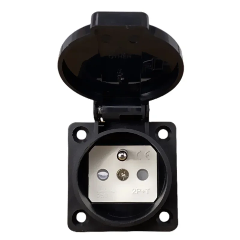 Black Blue Waterproof Franch Germany Industry Safety Outlet 16A 250V CE Cover Waterproof Dustproof Power Connector AC Socket