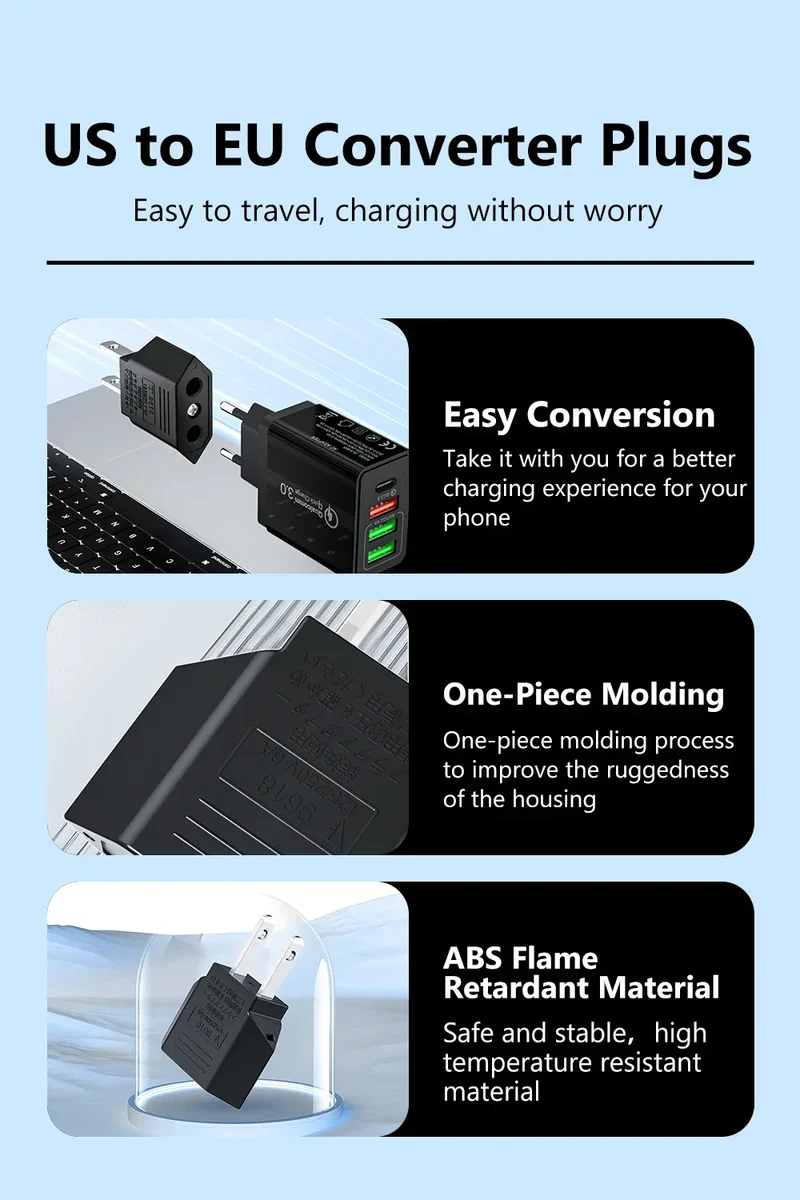 US Plug Adapter US to EU Plug Adapter European EU To US JP CN Power Adapter Electrical Plug Converter Sockets AC Charger Outlet