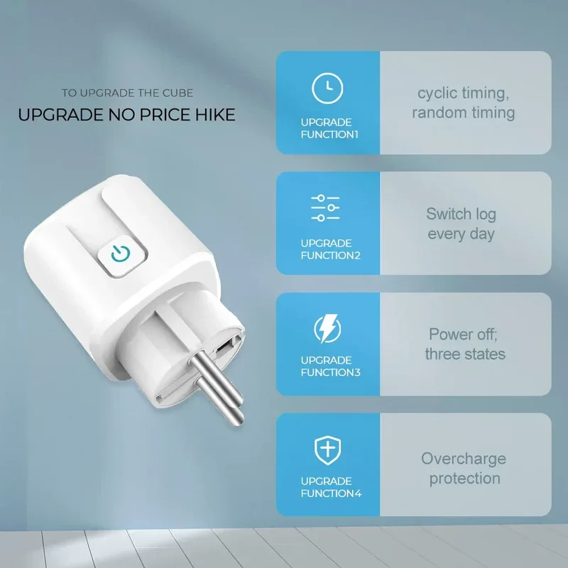20A EU Smart Socket WiFi Smart Plug Power Monitoring Timing Function Voice Control Works With Tuya APP Alexa Google Home
