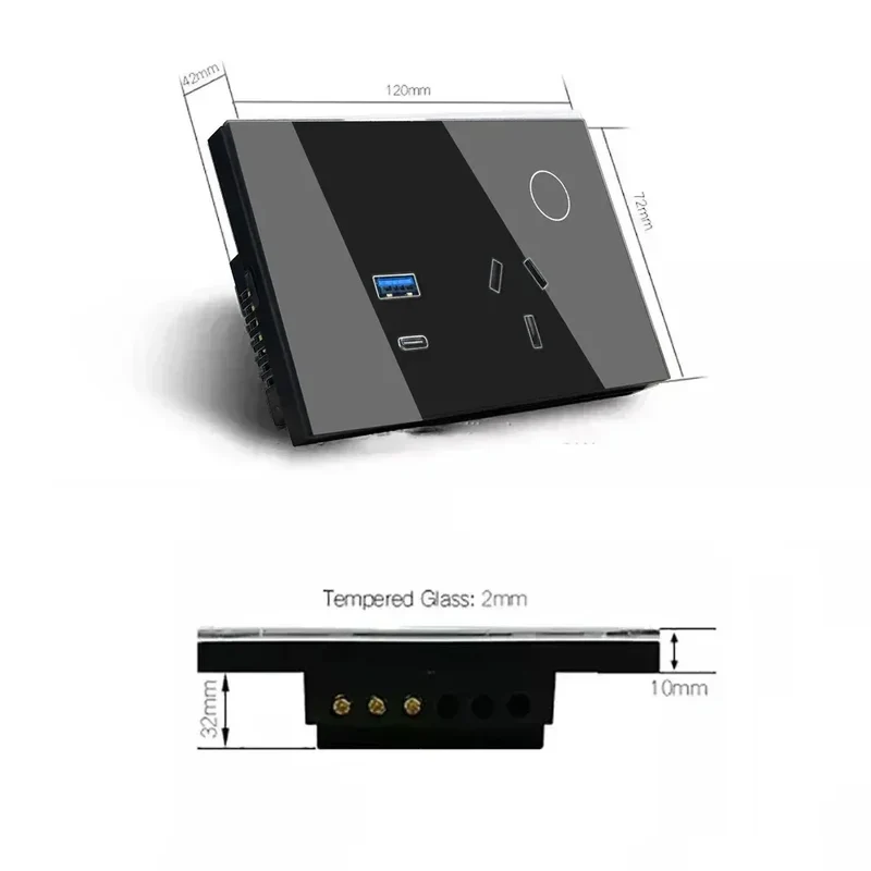 Melery Wall Socket WIFI Tuya Smart Australia Plug USB Type-C 30W Argentina Outlet Power Touch Sensor Remote by Alexa Google Home