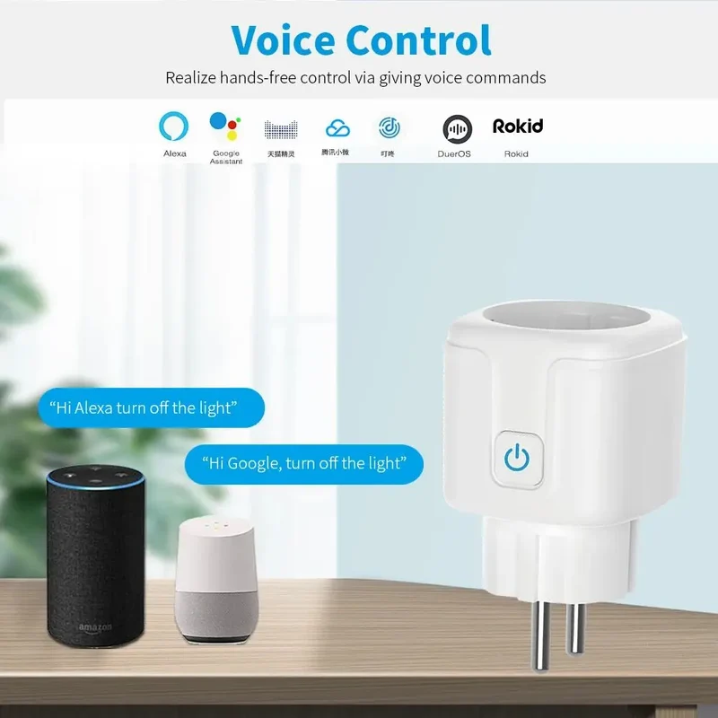 16/20A EU Smart Socket WiFi Smart Plug with Power Monitoring Timing Function Voice Control Works With Tuya APP Alexa Google Home