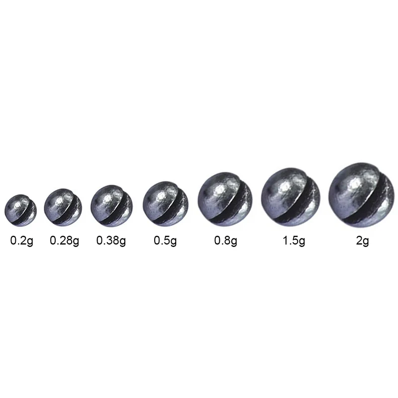 7 Sizes Round Fishing Line Sinker Removable Fishing Sinker Weights Assortment Kit with Tackle Box 0.2/0.28/0.38/0.5/0.8/1.5/2g
