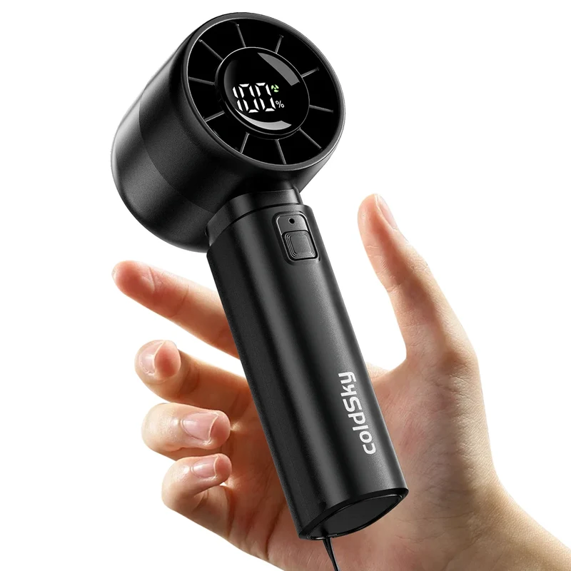 coldSky Handheld Mini Fan 4000mAh Battery Portable Rechargeable Fan with LED Display 5 Speed Turbo Fan for Beach Travel Vacation