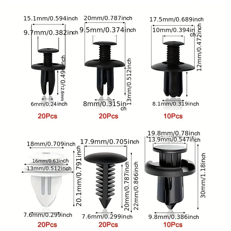 130PCS Bumper Retainer Clips with Fastener Remover Car Plastic Rivets Push Kit -Door Trim Panel