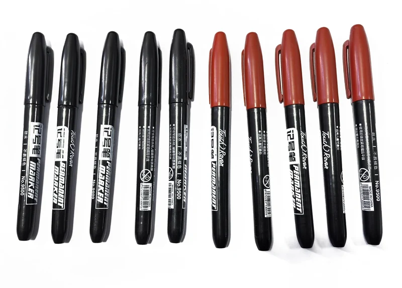6 PCS Permanent Marker Pen Manga Drawing Markers Black Blue Red Waterproof Ink Sketch Pens Stationery Art School Supplies