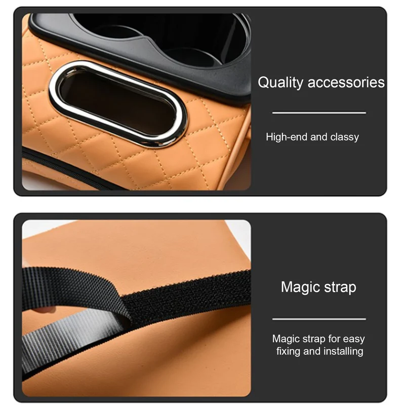 Car Armrest Box Heightening Cushion With Cup Holder Tissue Box Side Storage Pocket For Auto Interior Arm Rest Cover Height Pad