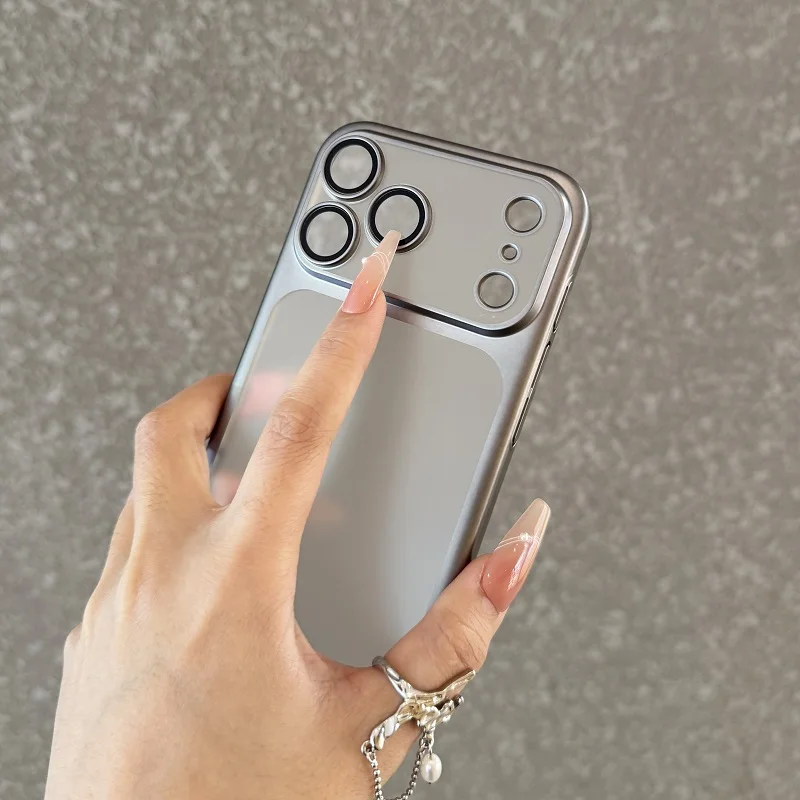 Luxury Transparent Matte Phone Case For iPhone 17Pro Air 17 16 15 14 13 12 11 Pro Max Lens Protection Metallic Color Frame Cover