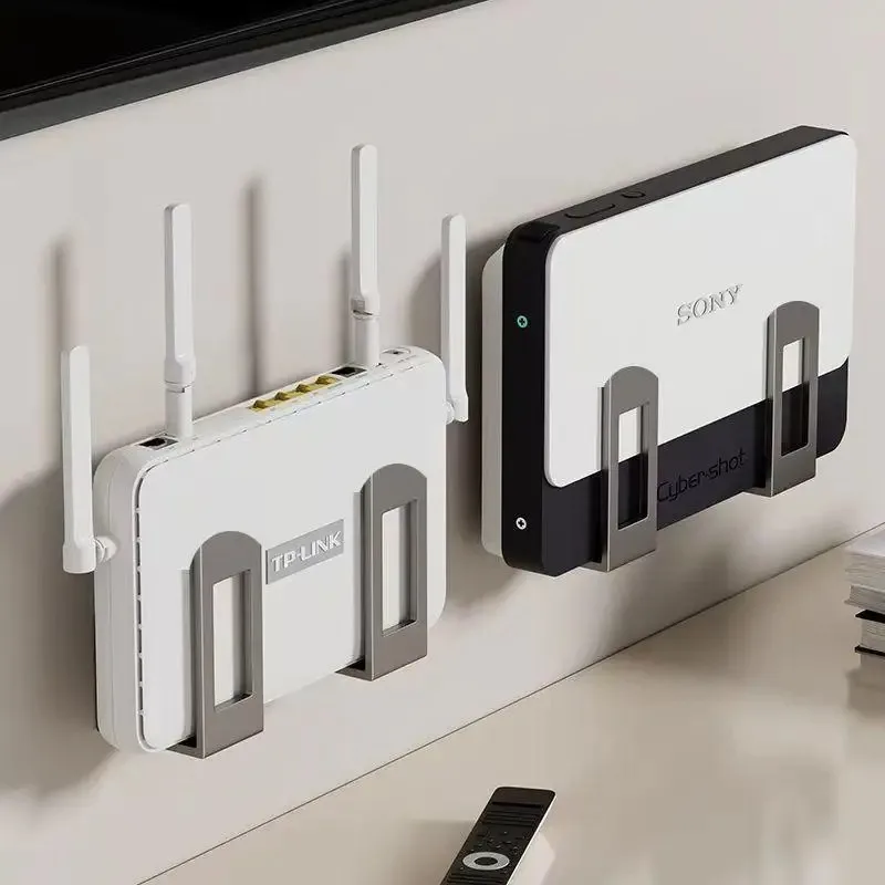 Wall-Mounted Router Set-Top Box Organizer with Adjustable Bracket, Multi-Purpose Cable Management Shelf for WiFi Devices Storage