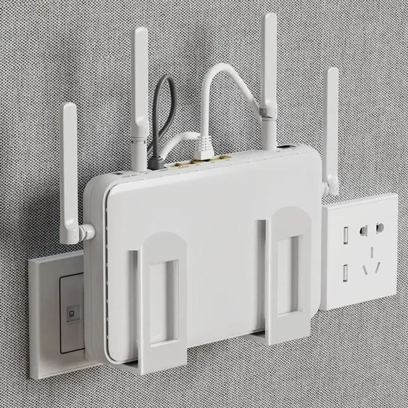 Wall-Mounted Router Set-Top Box Organizer with Adjustable Bracket, Multi-Purpose Cable Management Shelf for WiFi Devices Storage