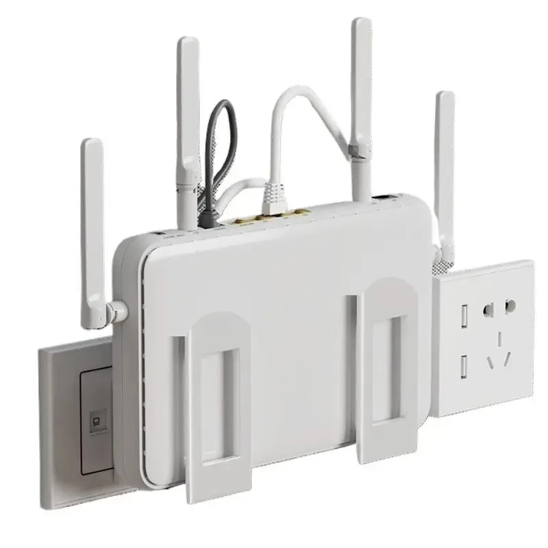 Wall-Mounted Router Set-Top Box Organizer with Adjustable Bracket, Multi-Purpose Cable Management Shelf for WiFi Devices Storage