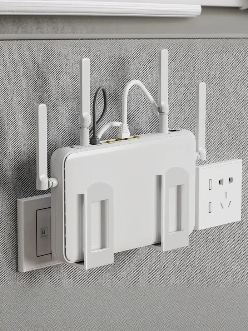 Wall-Mounted Router Set-Top Box Organizer with Adjustable Bracket, Multi-Purpose Cable Management Shelf for WiFi Devices Storage