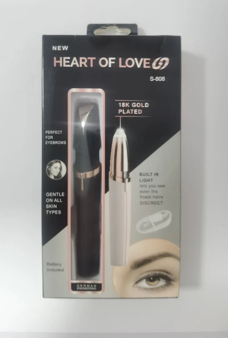 Mini Electric Eyebrow Trimmer Pen - Painless Hair Remover with LED Light for Facial Brows