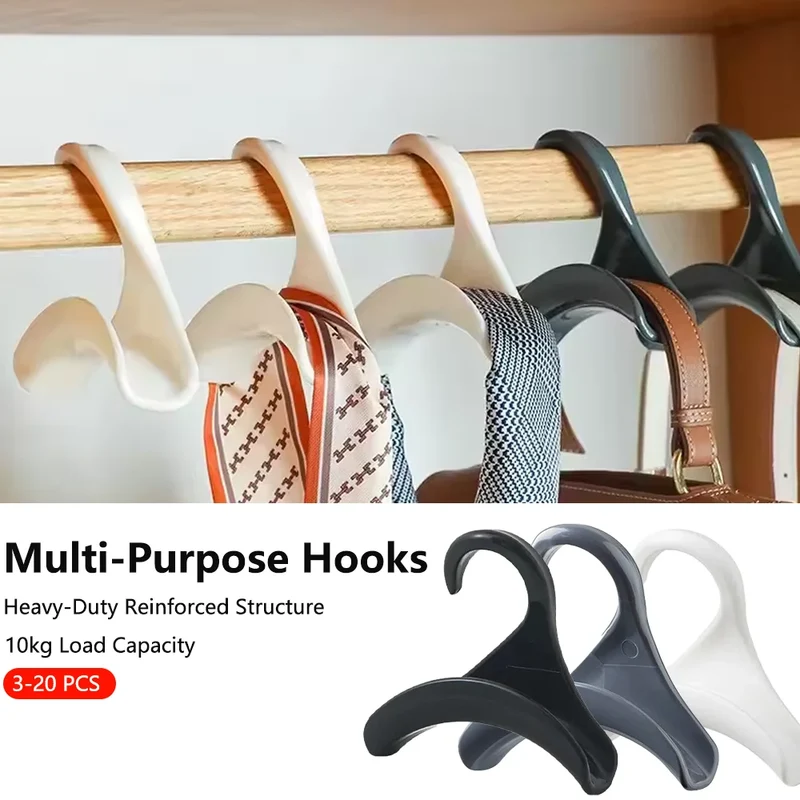 3-20pcs Widen Plastics Hanger Connection Hook Stackable Space Saving Storage Multifunctional Bag and Hat Hanging Rack
