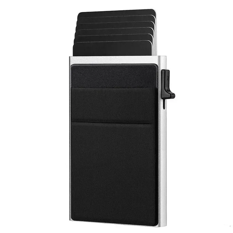 Slim RFID Blocking Metal Wallet for Men - Minimalist Smart Magic Card Case Holder with Protection for Bank ID and Credit Cards