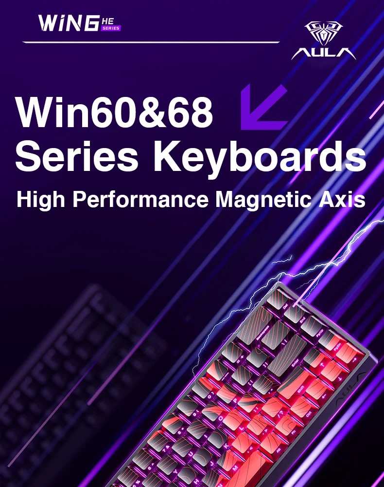 AULA WIN60 WIN68 HE Esports Magnetic Switch Keyboard Rapid Trigger 8K Return RGB Hotswap 60% 68% Custom Game Keyboard