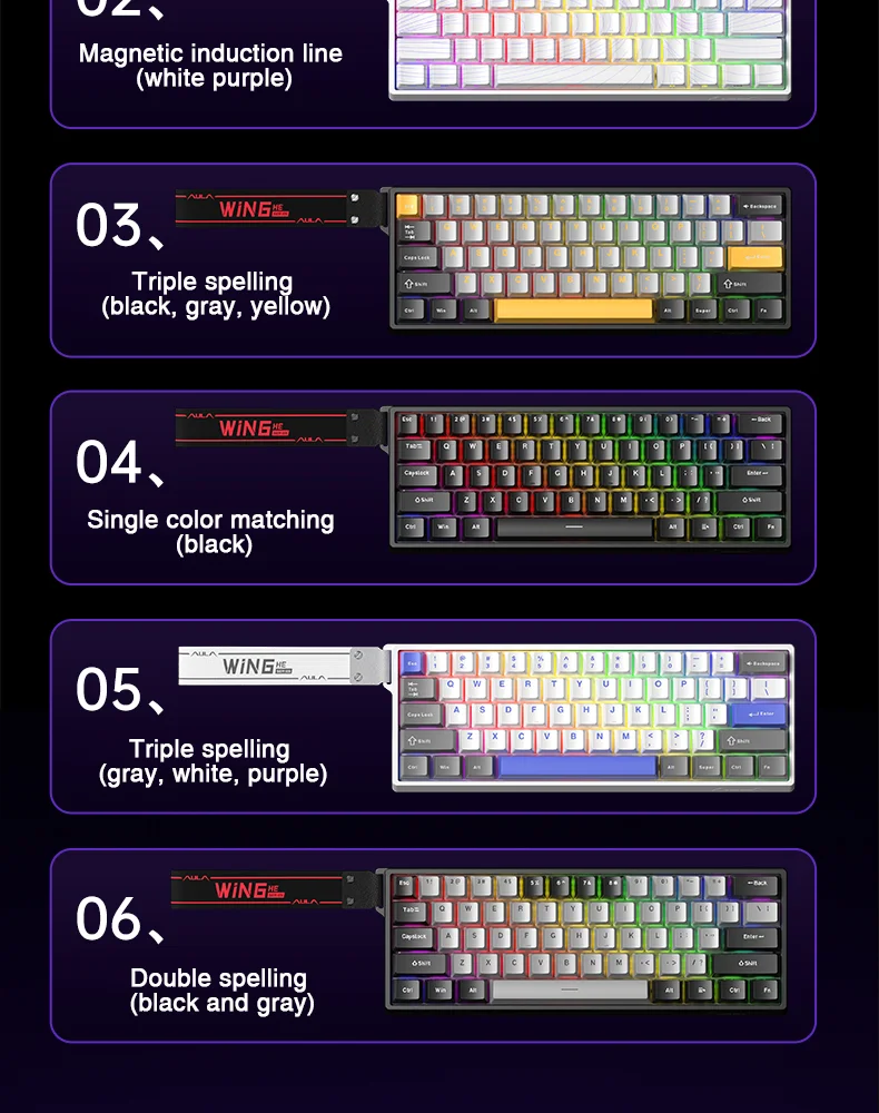 AULA WIN60 WIN68 HE Esports Magnetic Switch Keyboard Rapid Trigger 8K Return RGB Hotswap 60% 68% Custom Game Keyboard