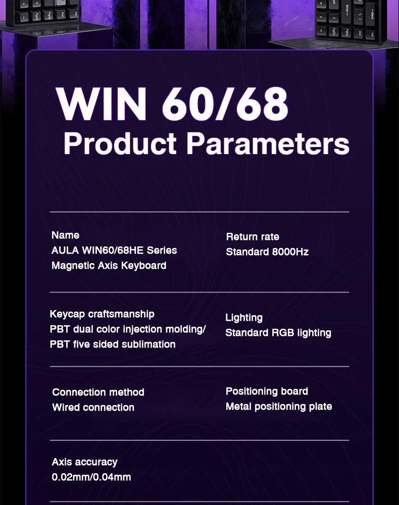 AULA WIN60 WIN68 HE Esports Magnetic Switch Keyboard Rapid Trigger 8K Return RGB Hotswap 60% 68% Custom Game Keyboard