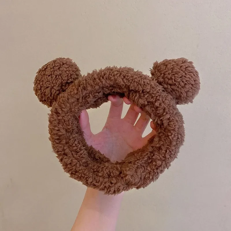 Cute Bear Hair Band Women's Face Wash Facial Mask Makeup Headwear Plush Hair Band Anti Slip Hair Band Hair Hccessories
