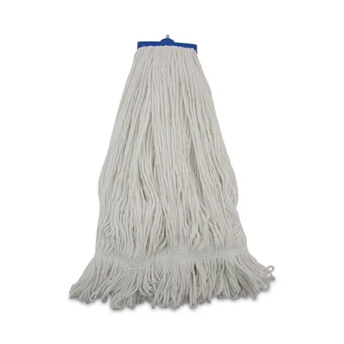 Boardwalk 24 Oz. Microfiber Lie-Flat Mop Head Plastic Basket Handle Rectangle Design for Floor Usage White Color 12/Carton Free