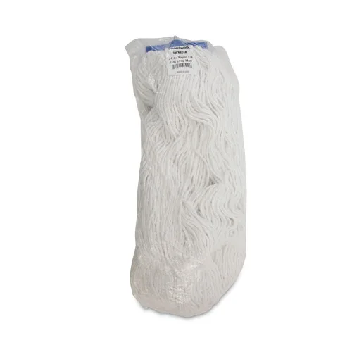 Boardwalk 24 Oz. Microfiber Lie-Flat Mop Head Plastic Basket Handle Rectangle Design for Floor Usage White Color 12/Carton Free